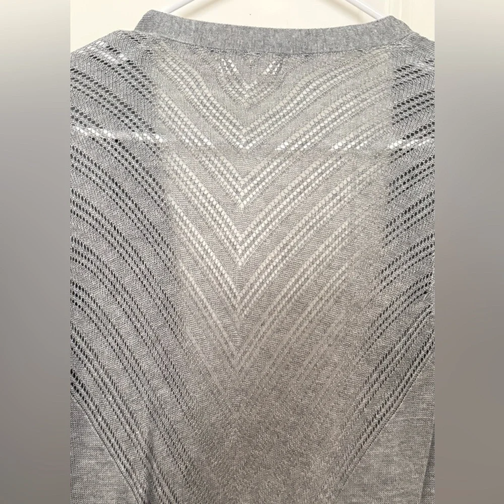 Maurices Light Gray Chevron Knit Open Sweater - Picture 4 of 4